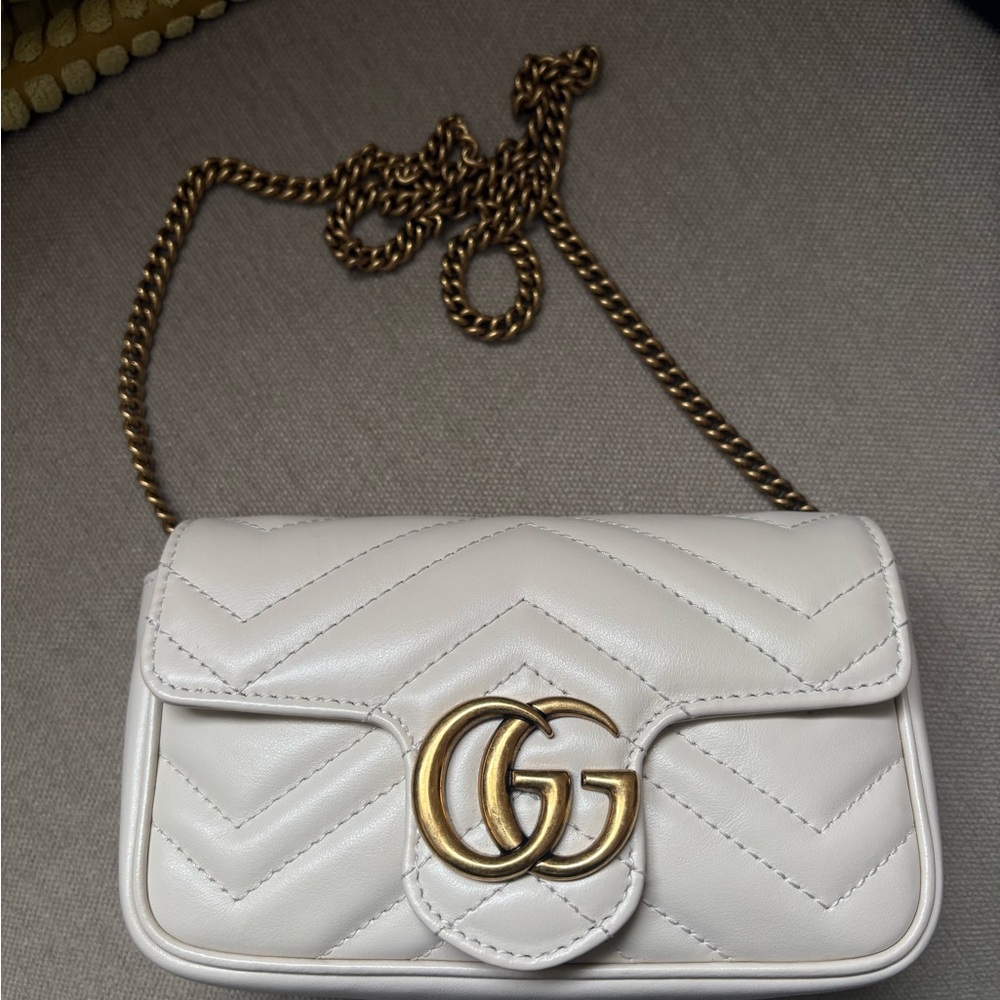 Gucci White Leather Marmont Bag